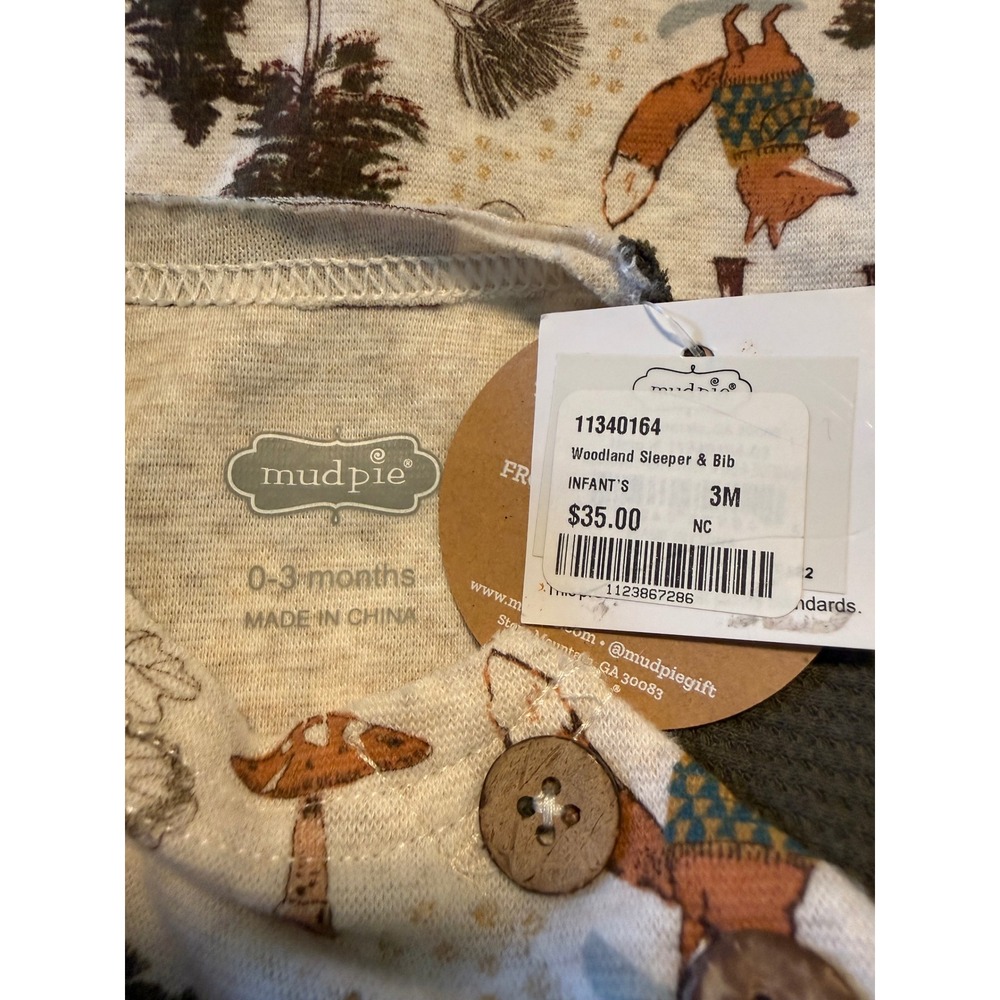 Mud Pie Woodland Sleeper Infant 0-3M Forest Animal Footed OnePiece Fox brown - Picture 3 of 5